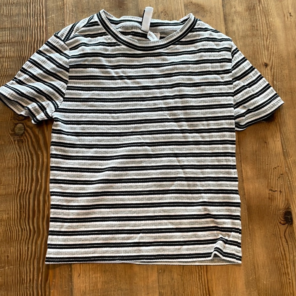 Striped black gray and white h&m shirt
